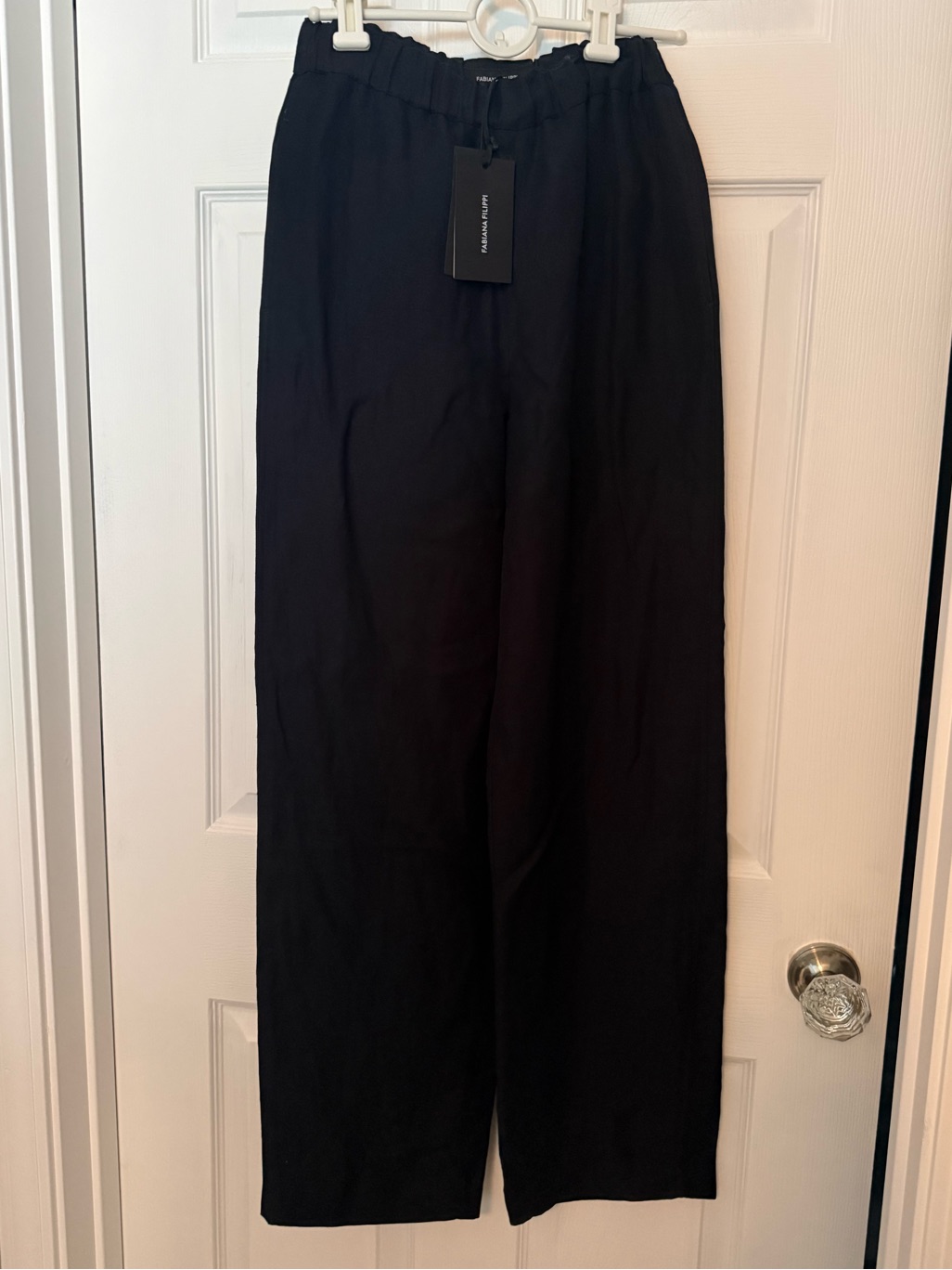 Fabiana Filippi Lightweight Black Straight-Leg Pants Size Xs / It 36 Nwt